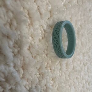 Aqua Silicone Ring with Intricate Design
